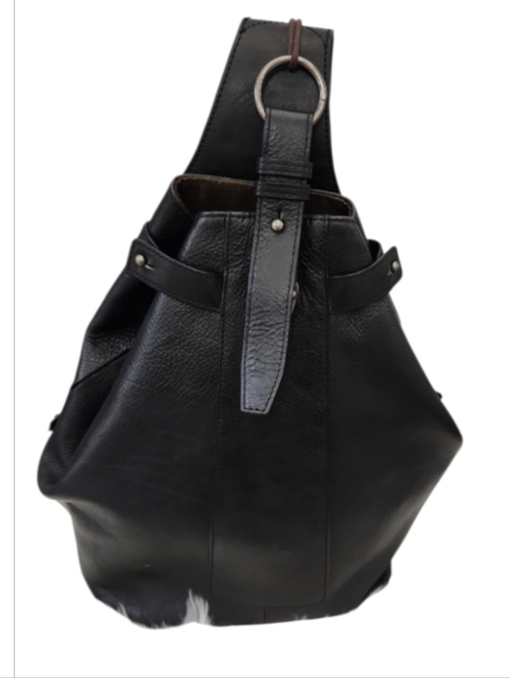 Unisex LRTO Genuine Leather Sling Bag/Crossbody In Black